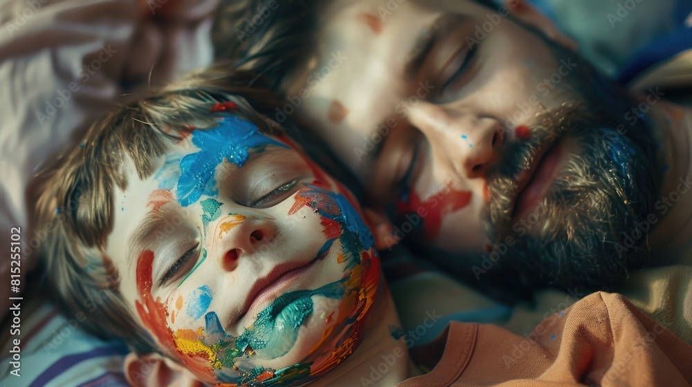 A mischievous little boy decided to play a prank on his sleeping father ...