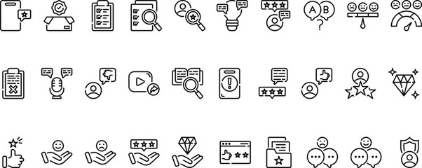 Sticker - Feedback and Survey Icon Set With Outline Style