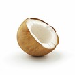 Split coconut on a white background