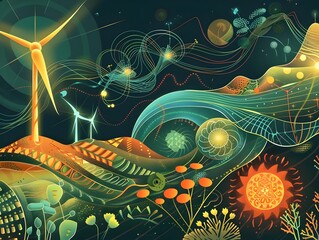 Poster - Renewable Energy and Nature s Harmonious Union within a Futuristic Civilization