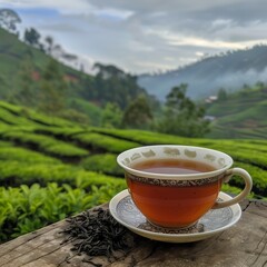 Wall Mural - assam ftgfop1 meleng tea with loose dried ceylon highland leaf