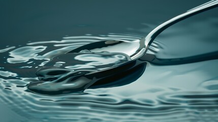 Wall Mural - A spoon is being used to scoop water out of a glass