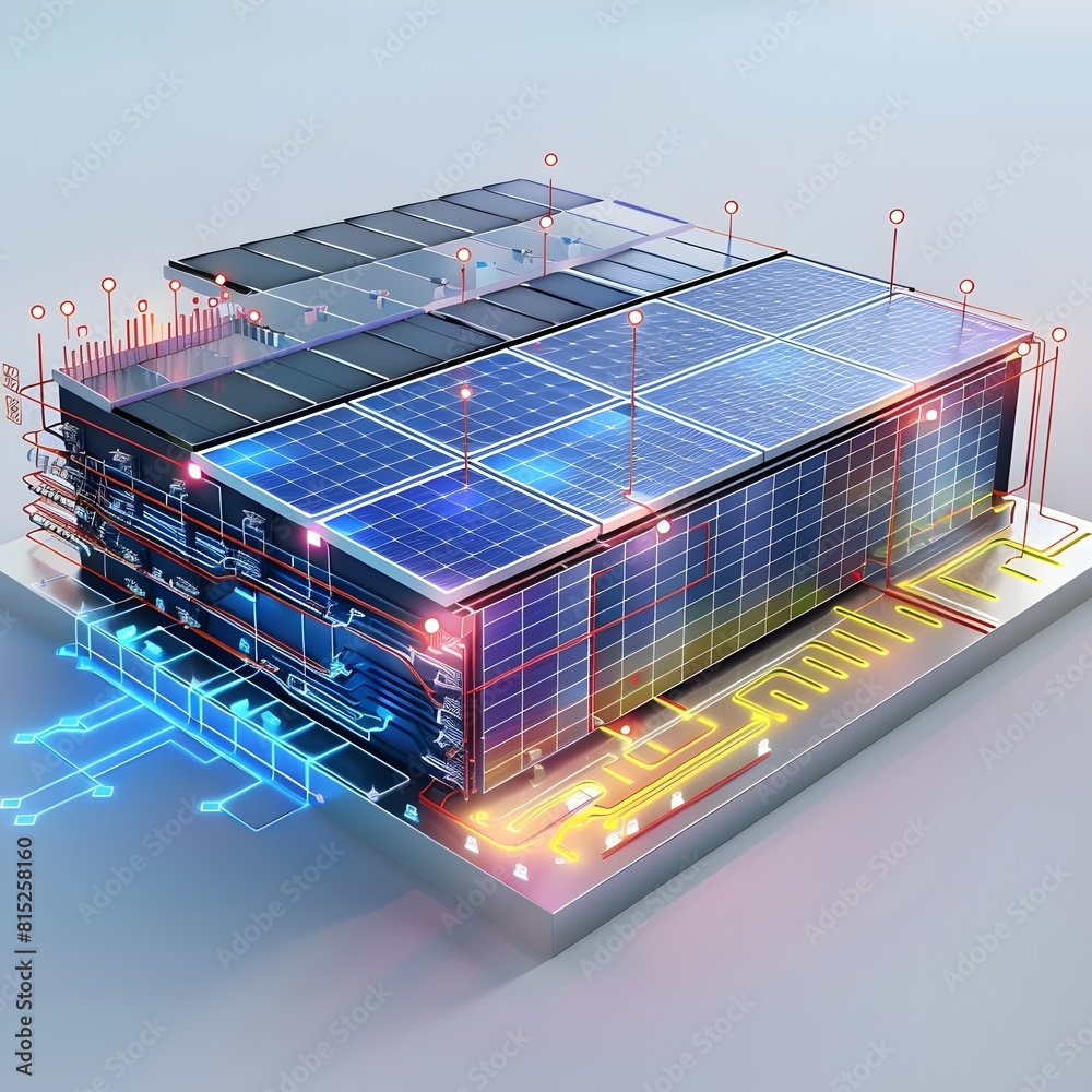 Solar Panel Diagram Illustrating Photovoltaic Electricity and Renewable ...