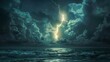 © Vilayat - A stormy ocean with a lightning bolt in the sky