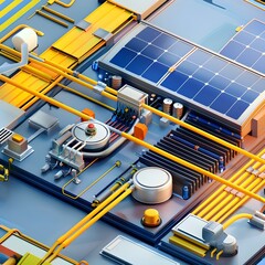 Poster - detailed 3d of the inner components and workings of a solar power system
