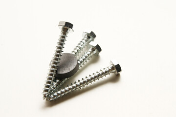 Wall Mural - Top view of stainless steel screw on magnet