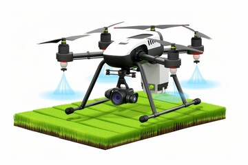 Wall Mural - Drone business advancements in farming integrate nozzles for plant health, focusing on futuristic farm designs and lush crop fields