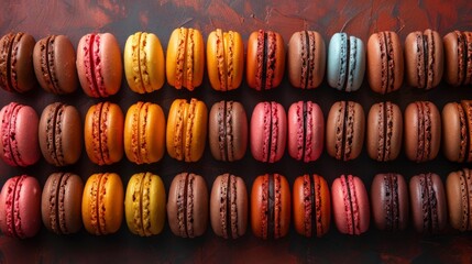 Wall Mural - dessert display, arrangement of vibrant macaroon cookies, delightful to both the sight and taste buds, creating an appealing visual and culinary experience