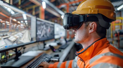 Poster - The engineer using VR Goggles len redefines traditional construction methodsThrough the lens of digital innovation.