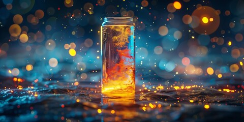 Wall Mural - stunning minimalist illustration of universe inside of a tall glass bottle