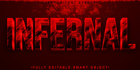 Poster - red horror hell infernal vector fully editable smart object text effect