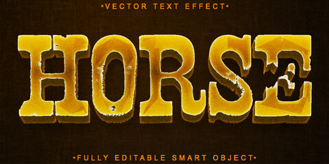 Poster - Cartoon Horse Brown Vector Fully Editable Smart Object Text Effect