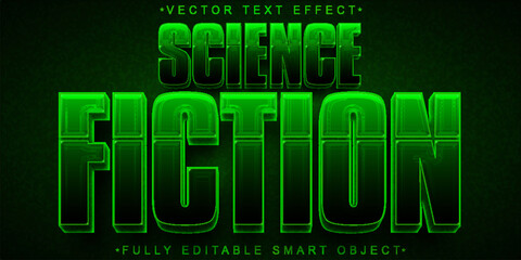 Wall Mural - Science Fiction Green Shiny Vector Fully Editable Smart Object Text Effect