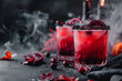 spooky halloween cocktail drink. Seasonal blood red drink