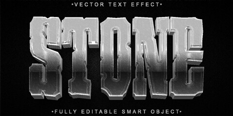Poster - Silver Bold Stone Vector Fully Editable Smart Object Text Effect