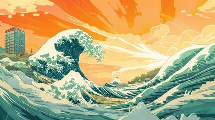 Wall Mural - This illustration is a perfect fit for marking World Tsunami Awareness Day and will work incredibly well for social media posts centered around the same theme