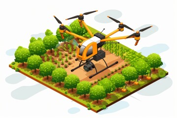 Wall Mural - Drone technology in agriculture supports smart farming in orange drone designed systems, advancing automated agricultural practices and technology