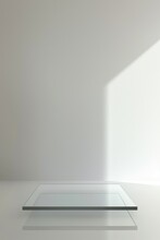 Transparent Glass Platform On White Background.