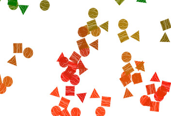 Poster - Light Green, Red vector background with triangles, circles, cubes.