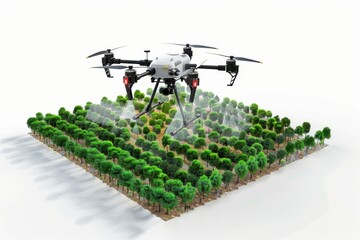 Wall Mural - Smart agricultural operations utilize drones and robots for pesticide application, enhancing the vegetable harvest process through advanced farming techniques