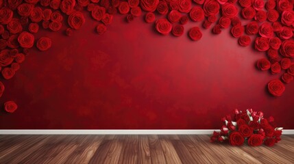 Wall Mural - Dramatic red wedding setting with dramatic lighting and cozy atmosphere