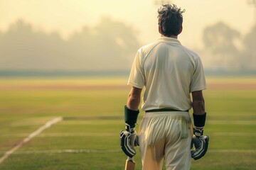 Wall Mural - Cricket player with space for text