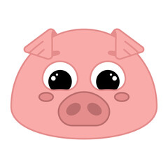 Canvas Print - Cute kawaii pig emoji icon Vector illustration