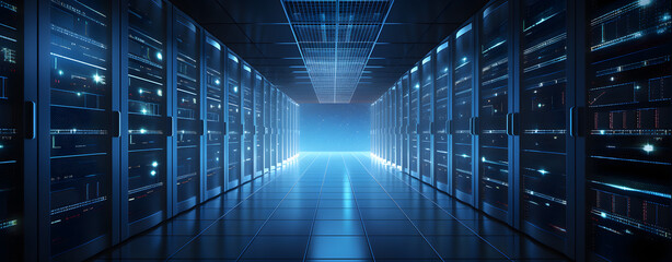 Wall Mural - Data server banner data center banner cloud storage banner computer storage banner data server cabinet banner data server room banner