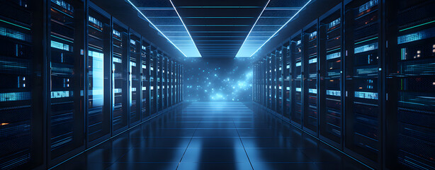 Wall Mural - Data server banner data center banner cloud storage banner computer storage banner data server cabinet banner data server room banner