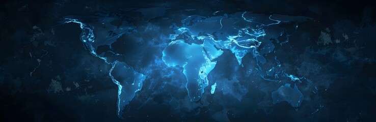 Wall Mural - World shape with blue and black background