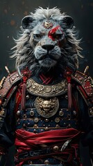 Wall Mural - lion with chinese armor 