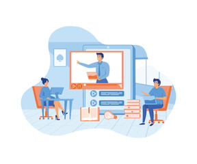 Poster - online education and e-learning at home by webinar training and design for webinar, online video tra