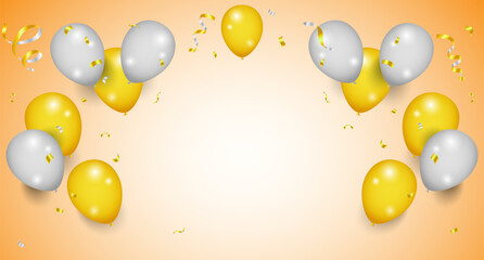Wall Mural - Balloons header background. Party card with colorful balloons. Balloon background.. Celebration party banner with Blue color balloons background