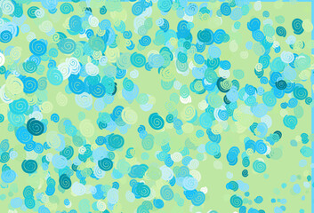 Poster - light blue, yellow vector pattern with bent ribbons.