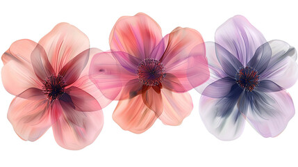 Wall Mural - Spring Blossom Collection: Vibrant Colorful Flowers Isolated on Transparent Background - Top View PNG Digital Art 3D
