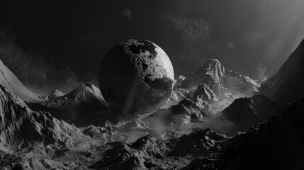 Wall Mural - a captivating 3d rendering showcases an abstract representation of planet earth in black and white f