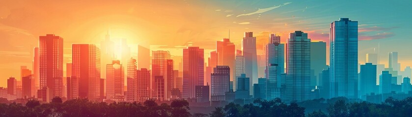 summer vacation in the city flat design front view urban exploration theme water color complementary
