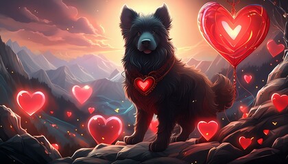 Wall Mural - Fur Black and brave dog with full of love. chien, animal, animal de compagnie, blanc, canidae, berger, portrait, chiot, joli, dog 