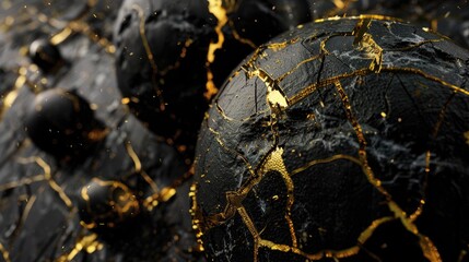 Wall Mural - a dynamic 3d rendering of abstract art features fragmented 3d spheres resembling earth the moon or a