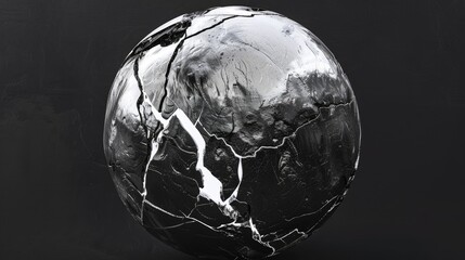 Wall Mural - a dynamic 3d rendering showcases an abstract artwork featuring a partially damaged black and white s