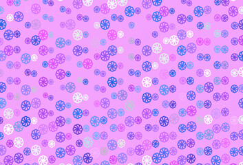 Sticker - Light Pink, Blue vector template with ice snowflakes.