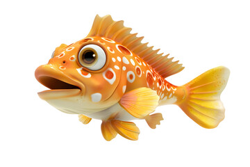 Wall Mural - 3d cartoonish fish Isolated on transparent background