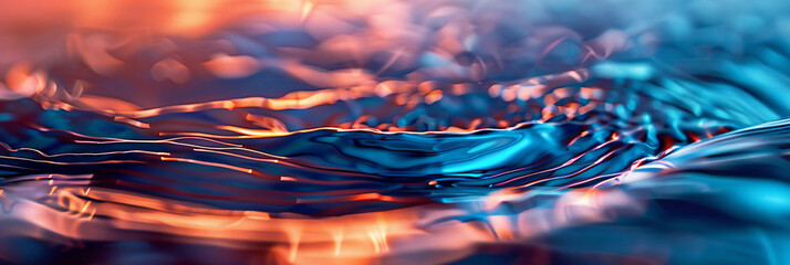 Poster - Abstract Blue and Orange Ripple Effect Background with Dynamic Light Patterns, Perfect for Sci-Fi or Futuristic Events and Media, with Copy Space Text for Versatile Use