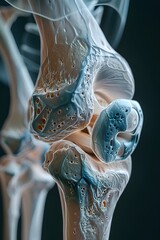 Poster - Detailed Cutaway X-Ray of a Knee Revealing Complex Network of Internal Ligaments and Structures in Layers