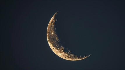 Wall Mural - elaborate crescent moon in the nocturnal sky crescent moon against a dark backdrop with room for ram