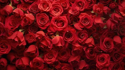 Wall Mural - red wallpaper flowers are beautiful but roses stand out uniquely