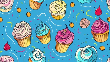 A vibrant array of whimsically decorated cupcakes and sweets