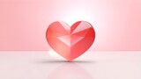 Fototapeta Londyn - Inflated red heart on pink background. Symbol of Valentines Day
