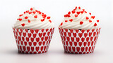 Fototapeta Londyn - Tasty cupcakes with heart shaped sprinkles, 