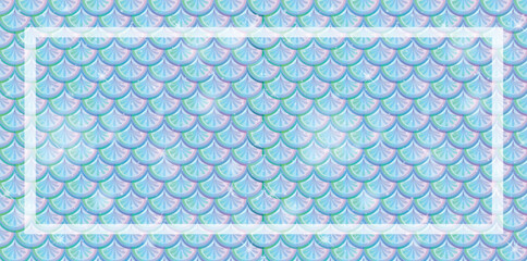 Wall Mural - Vibrant fish scale pattern in a framed layout